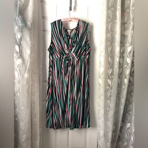Catherines Womens Striped Knee Length Dress Plus Size 3X V-Neck Sleeveless